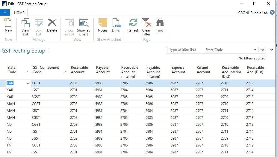 GST Posting Setup in Dynamics NAV