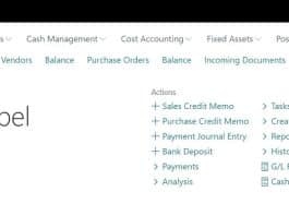 Business Central with User Name Displayed on the Top Bar: Sample Screen Result After Changes