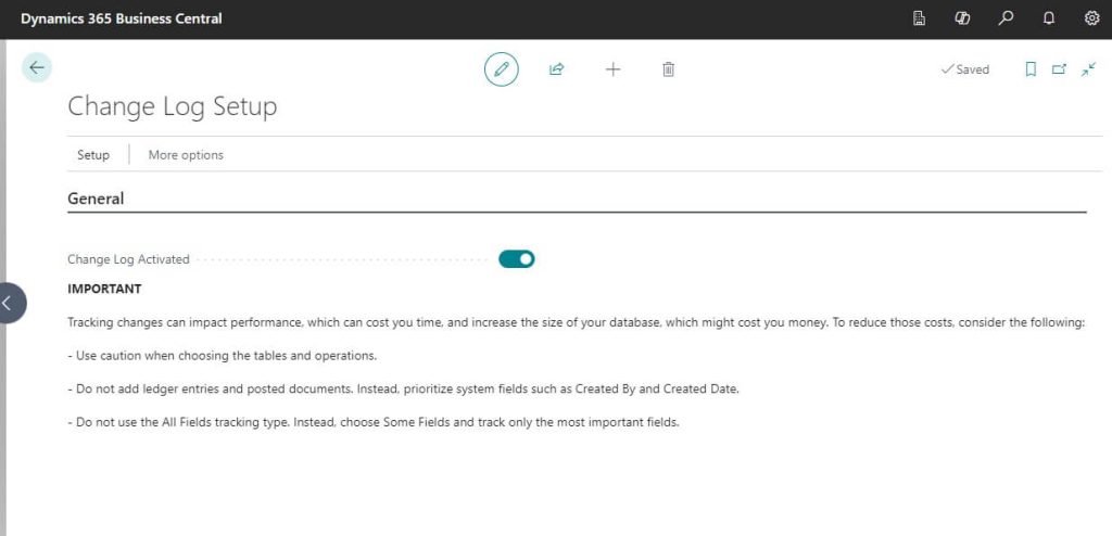 After Change Log Activation in BC